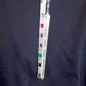 Vintage silver choker necklace with colorful beads